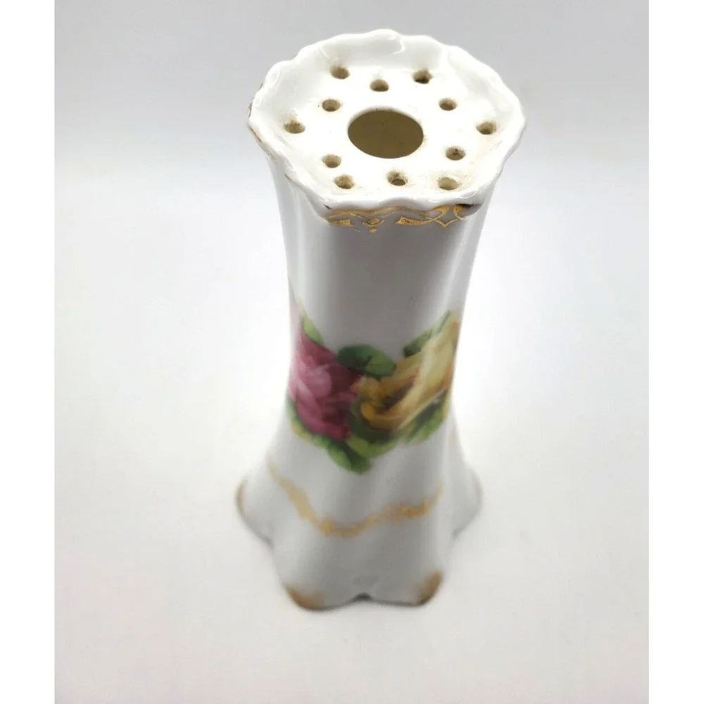 Vintage Bavaria Yellow/Pink Roses Hat Pin Holder